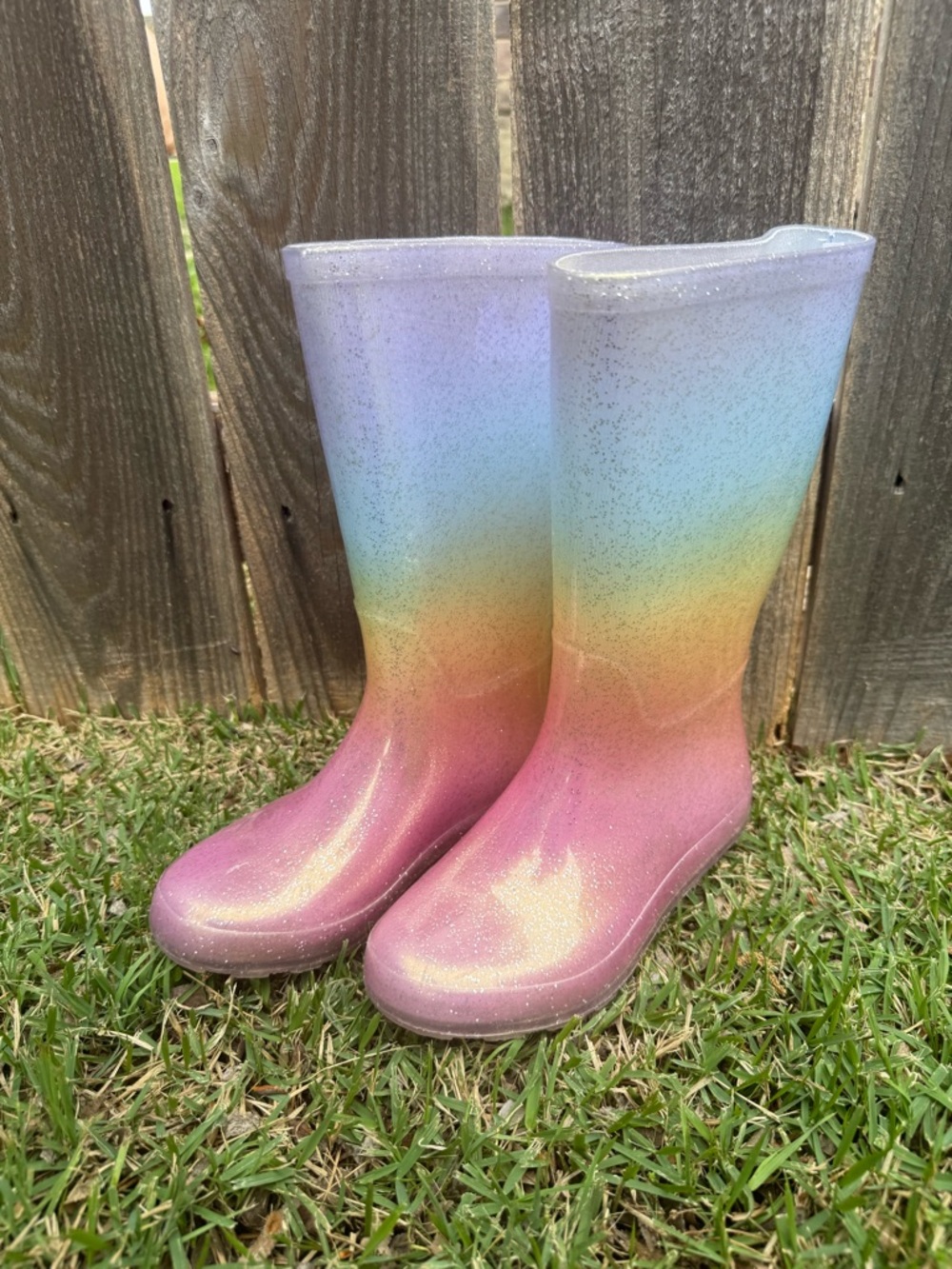 Cat & Jack Kids Rainbow Glitter Rain Boots - Pink, Purple, Blue, Yellow